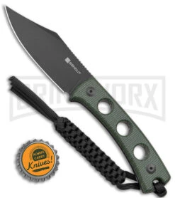 SENCUT Waxahachie Dark Green Micarta Fixed Blade Knife - Black SW -Kershaw Sale Store Sencut Waxahachie Fixed Blade Dark Green Micarta Black SW BHQ 164928 jr bottlecap large