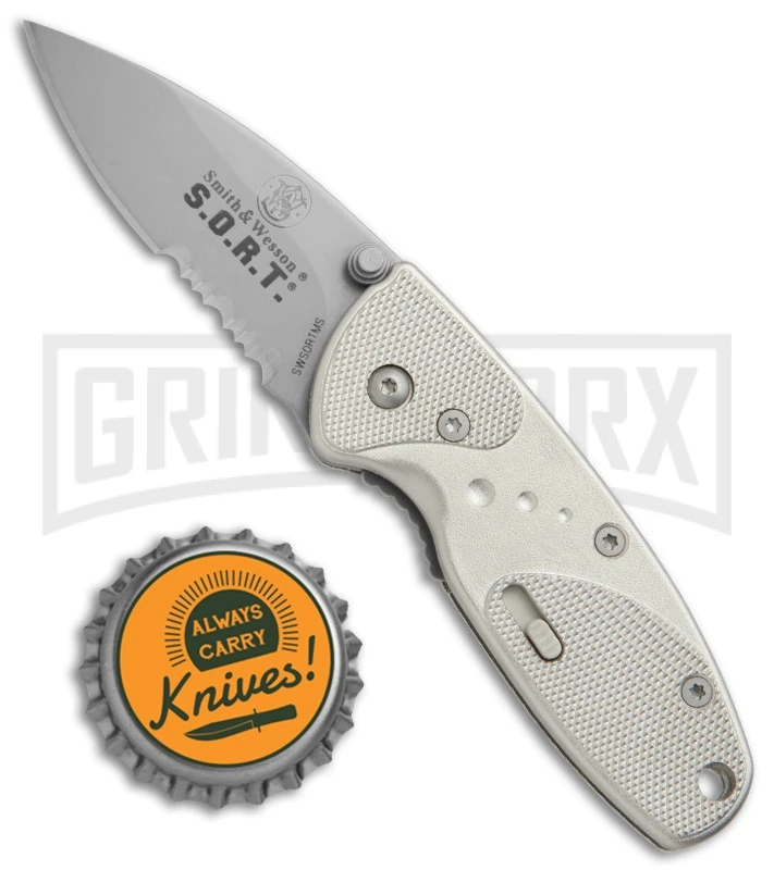 Smith & Wesson Medium S.O.R.T. Champagne Spring Assisted Knife - Bead Blast Serr 4 Smith & Wesson Medium S.O.R.T. Champagne Spring Assisted Knife - Bead Blast Serr - Image 4