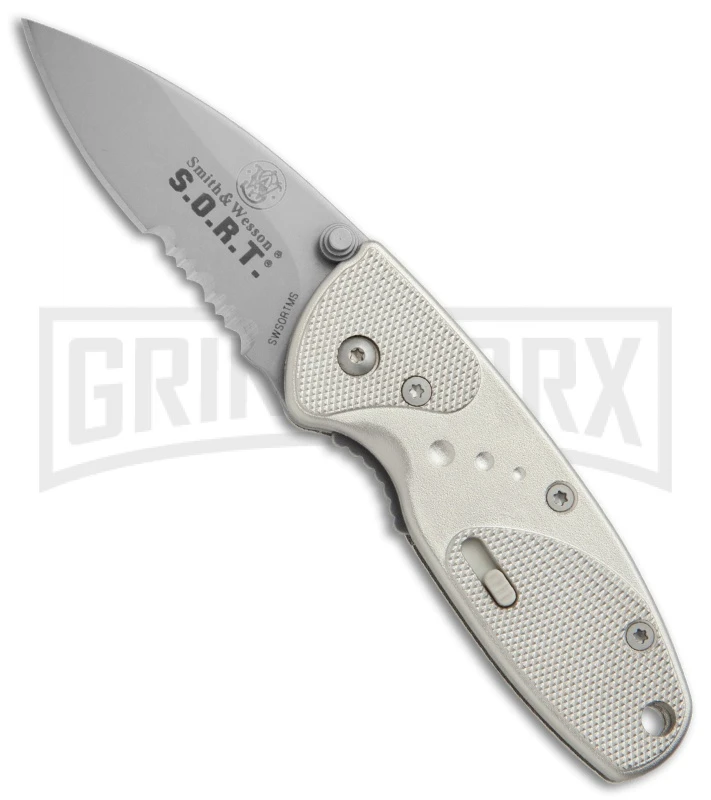 Smith & Wesson Medium S.O.R.T. Champagne Spring Assisted Knife - Bead Blast Serr 1 Smith & Wesson Medium S.O.R.T. Champagne Spring Assisted Knife - Bead Blast Serr