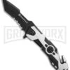 S&W Black & Silver Aluminum Liner Lock Knife - Black Partially Serr Blade -Kershaw Sale Store Smith Wesson SWP17 Tanto Serr BHQ 136546 jr large