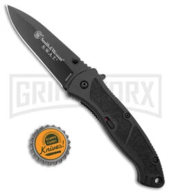 Smith & Wesson Large SWAT MAGIC Black Spring Assisted Knife - Black Plain -Kershaw Sale Store Smith and Wesson Large SWAT MAGIC SA Black Plain BHQ 2789 jr bottlecap large