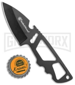 Smith & Wesson SW991 M&P Shield Fixed Blade Knife & Tool - Black Plain -Kershaw Sale Store Smith and Wesson MP Shield Neck Knife Tool Black SW991 BHQ 78832 jr bottlecap large