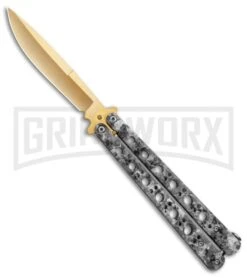 Stone Pattern Balisong Butterfly Knife (4.25" Gold)