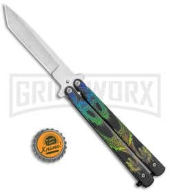 Super Knife Black Balisong Butterfly Knife Dragon - Tanto Satin -Kershaw Sale Store Super Knife Black Balisong Butterfly Dragon Tanto Satin GX 37354 jr bottlecap large