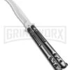 Super Knife Black Balisong Butterfly Knife Skull/Bones - Satin Serr