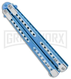Swift Blue Balisong Titanium Coated Butterfly Knife - Blue -Kershaw Sale Store Swift Blue Balisong Ti Coated Butterfly Blue BHQ 163595 jr side large