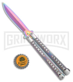 Swift Spectrum Balisong Titanium Coated Butterfly Knife - Spectrum -Kershaw Sale Store Swift Spectrum Balisong Ti Coated Butterfly Spectrum GX 39689 jr bottlecap large