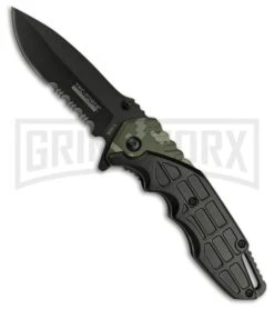 Tac-Force Evolution Explosive Camo Spring Assisted Knife - Black Serr