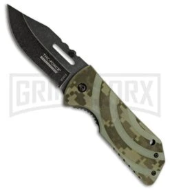 Tac-Force Evolution Ground Zero Camo Spring Assisted Knife - Black Stonewash