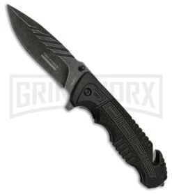 Tac-Force Evolution Tomcat Black Spring Assisted Knife - Black Stonewash Plain