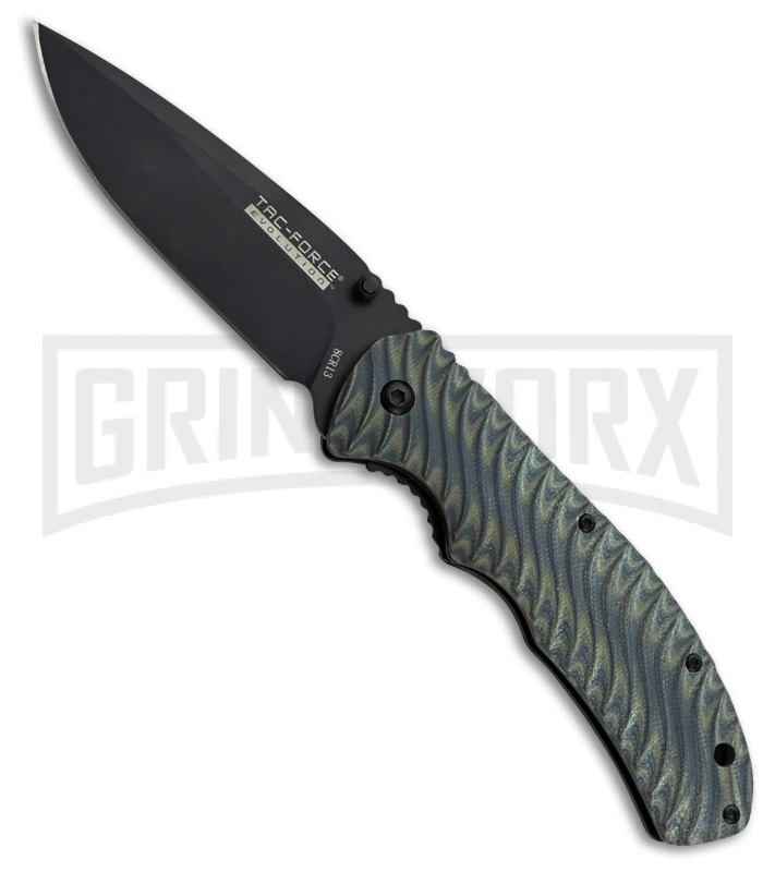 Tac-Force Evolution Whitecap Blue G-10 Spring Assisted Knife - Black Plain 1 Tac-Force Evolution Whitecap Blue G-10 Spring Assisted Knife - Black Plain