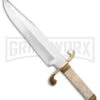 Tallen Frontier Classic Bowie White Bone Fixed Blade Knife - Satin Plain -Kershaw Sale Store Tallen Frontier Classic Bowie White Bone FBK Satin Plain large