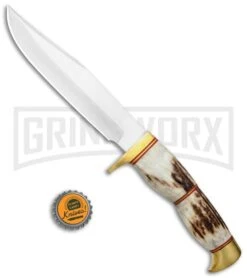 Tallen Steel Wolf Stag Antler Fixed Blade Knife - Satin Plain -Kershaw Sale Store Tallen Steel Wolf Stag Antler Satin PA3318 GX 28629 jr bottlecap large