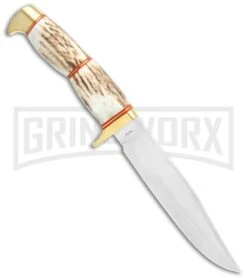 Tallen Steel Wolf Stag Antler Fixed Blade Knife - Satin Plain -Kershaw Sale Store Tallen Steel Wolf Stag Antler Satin PA3318 GX 28629 jr spine large