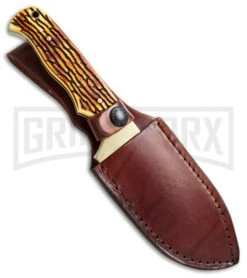 Uncle Henry Guthook Delrin Stag Fixed Blade - Satin Plain 6 Uncle Henry Guthook Delrin Stag Fixed Blade - Satin Plain -Kershaw Sale Store Uncle Henry Guthook fixed blade knife satin 185UHCP BHQ 67496 er sheath large