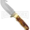 Uncle Henry Guthook Delrin Stag Fixed Blade - Satin Plain -Kershaw Sale Store Uncle Henry Guthook fixed blade knife satin 185UHCP BHQ 67496 jr large