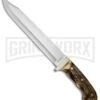 Uncle Henry Bowie Delring Stag Fixed Blade - Bowie Satin Plain
