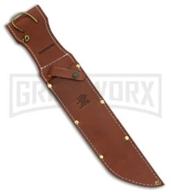Winchester Explorer Brown Stacked Leather Fixed Blade Knife - Mirror Plain -Kershaw Sale Store Winchester Explorer Stacked Leather Mirror BP 24497 jr sheath large