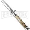 AGA Campolin 9" Italian Stiletto Swinguard Honey Horn Automatic Knife - Bayonet -Kershaw Sale Store aga campolin maniago italy 9in stilleto swinguard honey large