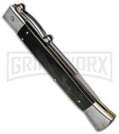 AGA Campolin 13" Dark Horn Italian Swinguard - Satin Bayo -Kershaw Sale Store aga campolin stiletto 13in swing dark horn bayo BP 5222 dl side large