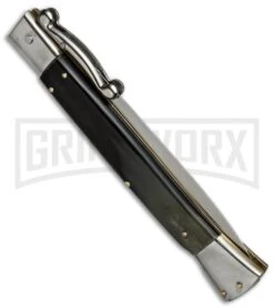 AGA Campolin 13" Dark Horn Italian Swinguard - Satin Dagger -Kershaw Sale Store aga campolin stiletto 13in swing dark horn dagger BP 18155 dl side large