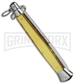 A.G.A. Campolin 18" Italian Stiletto Gold Ring Pull Automatic Knife - Bayo -Kershaw Sale Store aga champolin 18in stiletto gold bayo BP 18400 er side large