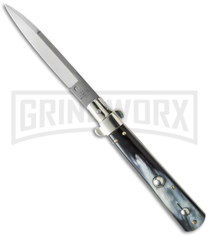 AGA Campolin 10" Italian Frosolone Dark Horn Automatic Knife - Bayonet 1 AGA Campolin 10" Italian Frosolone Dark Horn Automatic Knife - Bayonet