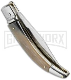 AGA Campolin Diana Honey Horn Lever Lock Automatic Knife - Satin Plain -Kershaw Sale Store aga diana leverlock honey horn side cm large