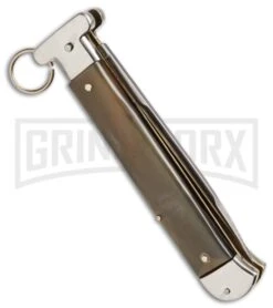 AGA Campolin 9" Francese Ring Pull Brazilian Horn Automatic Knife - Flat -Kershaw Sale Store aga francese ring brazillian side large