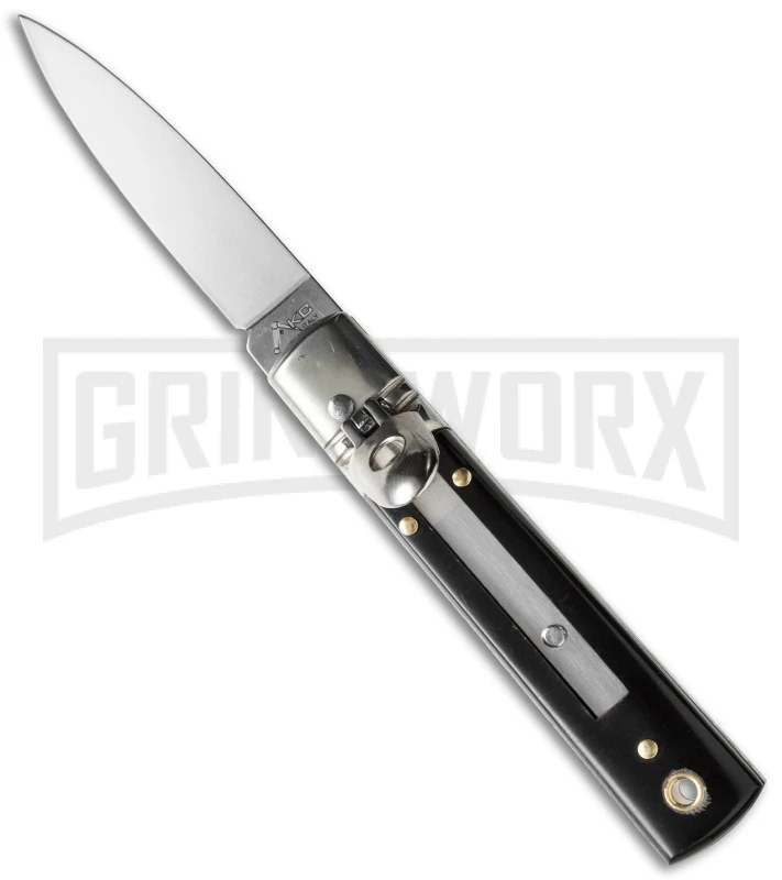 AKC Classic 6" Italian Lever Lock Dark Horn Automatic Knife - Polish Plain 1 AKC Classic 6" Italian Lever Lock Dark Horn Automatic Knife - Polish Plain
