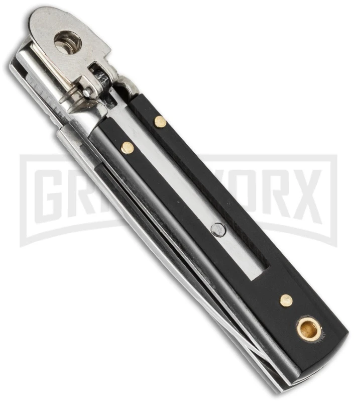AKC Classic 6" Italian Lever Lock Dark Horn Automatic Knife - Polish Plain 2 AKC Classic 6" Italian Lever Lock Dark Horn Automatic Knife - Polish Plain - Image 2