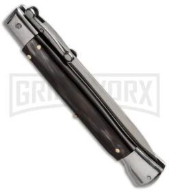 AKC 9" Italian Stiletto Swinguard Brazilian Horn Automatic Knife - Dagger -Kershaw Sale Store akc 9 braz swing dagger side large