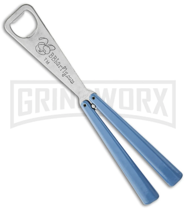 BB Barfly Light Blue Bottle Opener Butterly Trainer - Satin 1 BB Barfly Light Blue Bottle Opener Butterly Trainer - Satin