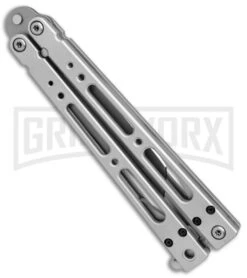 Bear OPS Bear Song IV Silver Tanto Butterfly Knife - Bead Blast Plain -Kershaw Sale Store bear ops bear song tanto bb B 410 AP 35027 BHQ 37242 er side large