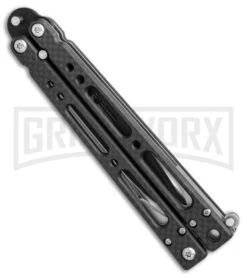 Bear OPS Bear Song IV Carbon Fiber Balisong Butterfly Knife - Black Plain -Kershaw Sale Store bear ops song IV cf black B 400 CF B BHQ 50069 er side large
