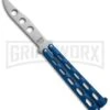Bear And Son Knives 114 Blue Balisong Trainer Butterfly Knife - Satin Plain -Kershaw Sale Store bearson 5in blue trainer 114bltr BHQ 36773 dl large
