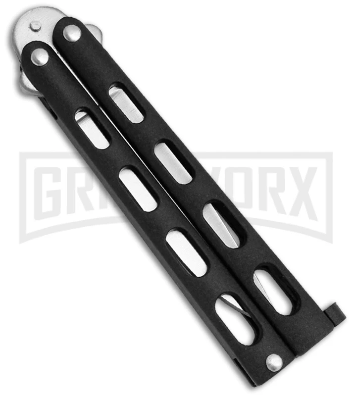 Benchmark BM007 Small Black Balisong Butterfly Knife - Satin Plain 2 Benchmark BM007 Small Black Balisong Butterfly Knife - Satin Plain - Image 2