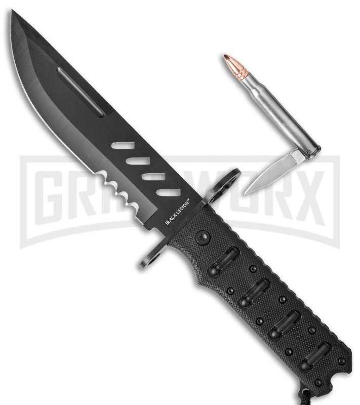 Black Legion Covert Combat Fixed Blade Knife - Black Plain 1 Black Legion Covert Combat Fixed Blade Knife - Black Plain