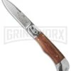 8" Medteh Russian Bottom Bolster Stiletto Light Wood Automatic Knife - Satin -Kershaw Sale Store blade play russian leverlock bottom bolster li cm large