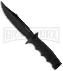 Boker Magnum Midnight Bowie Fixed Blade Knife - Black Plain