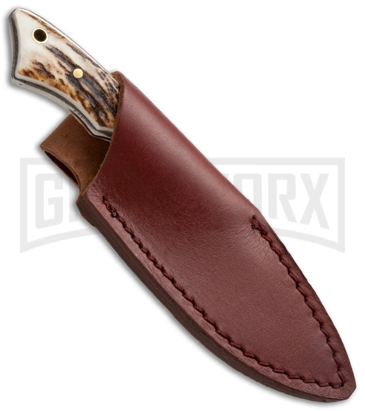Boker Plus Rambler Stag Fixed Blade Knife - Satin Plain 2 Boker Plus Rambler Stag Fixed Blade Knife - Satin Plain - Image 2