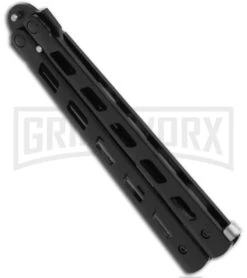 Monarch Strap Cutter Balisong Butterfly Knife Trainer - Black Plain -Kershaw Sale Store bp black wg837 side large