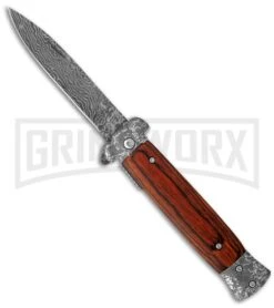 Virtuoso 8" Stiletto Rosewood Spring Assisted Knife - Flat Grind