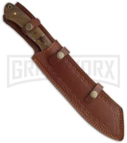Buck N Bear Utility Knife Walnut Wood Fixed Blade Knife - Damascus Plain -Kershaw Sale Store buck n bear 14in rosewood burl handle utility sheath large