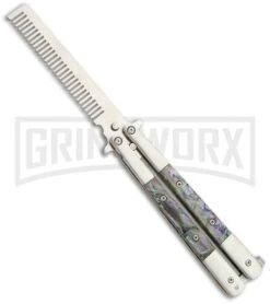 Bali-Comb Sim Abalone Balisong Trainer Butterfly Knife - Satin