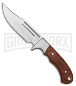 Elk Ridge Reinforcement Brown Wood Fixed Blade Knife - Satin Plain