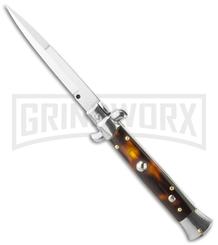9" Italian Stiletto Acrylic Tortoise Automatic Knife - Bayonet 1 9" Italian Stiletto Acrylic Tortoise Automatic Knife - Bayonet