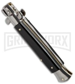 Frank Beltrame 9" Italian Stiletto Black Automatic Knife - Kris -Kershaw Sale Store frank b 9in black acrylic stilleto side large