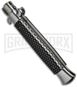 Frank B 9" Italian Stiletto Sim Carbon Fiber Automatic Knife -Satin Dagger -Kershaw Sale Store frank b 9in stiletto cf dagger closed dl large