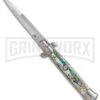 Frank B. 9" Italian Stiletto Abalone Filework Automatic Knife - Bayonet -Kershaw Sale Store frank b Stilletos 9in abalone large